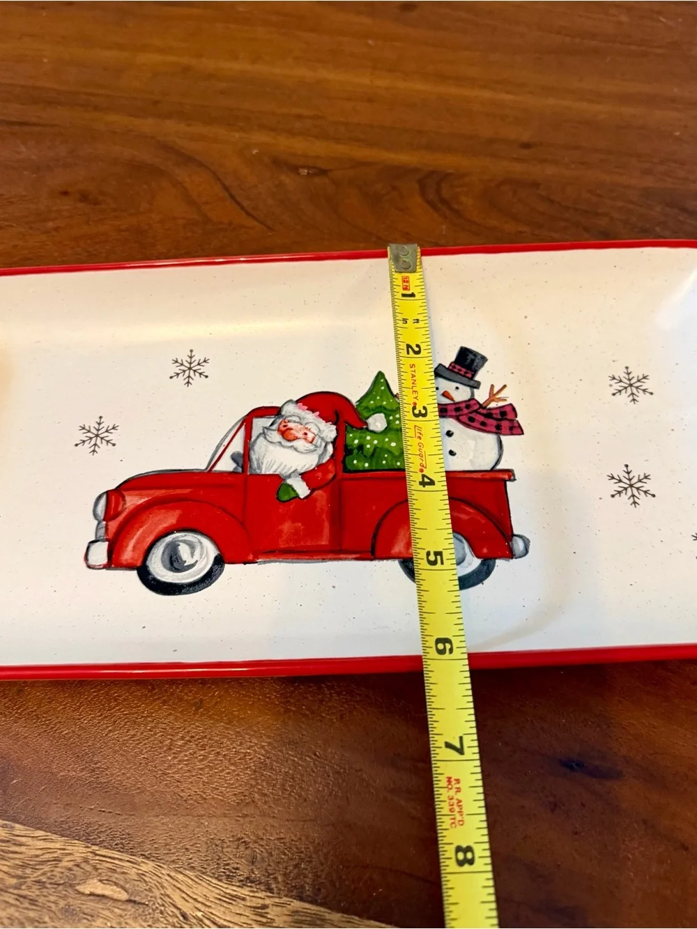 Peppermint & Pine Christmas Holiday Serving Platter Tray Santa Truck Snowman